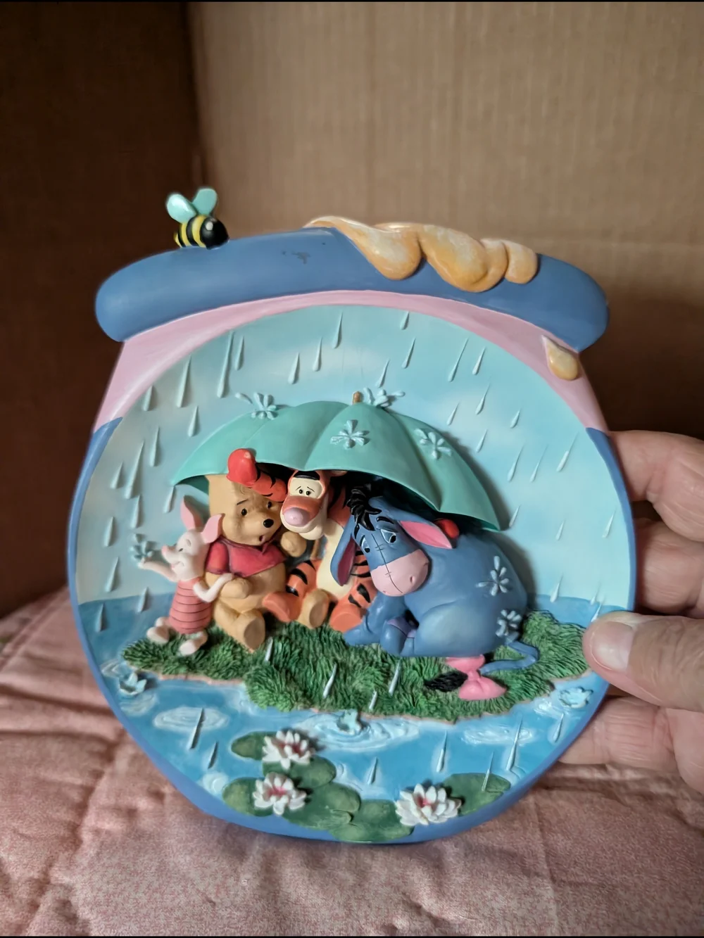 The Bradford Exchange Winnie the Pooh Rainy Day Figurine - Blue, Yellow, Green